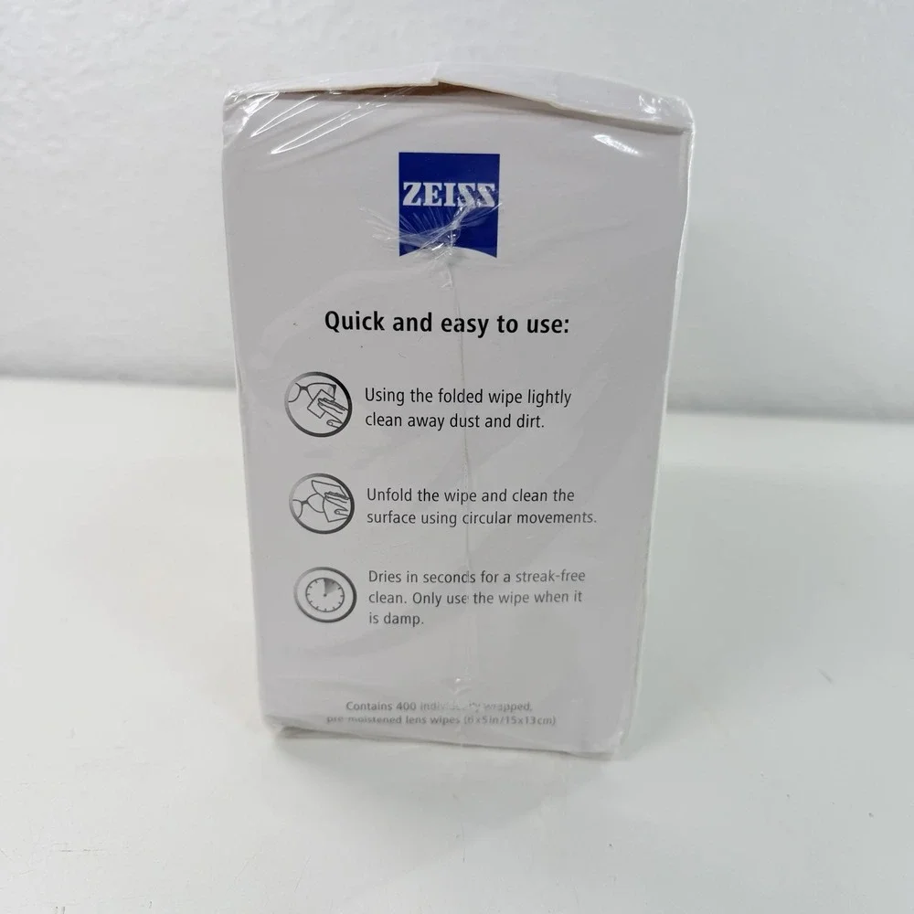 ZEISS Lens Cleaning Wipes Pre-Moistened Alcohol Glasses Cleaner 400Ct Damage Box